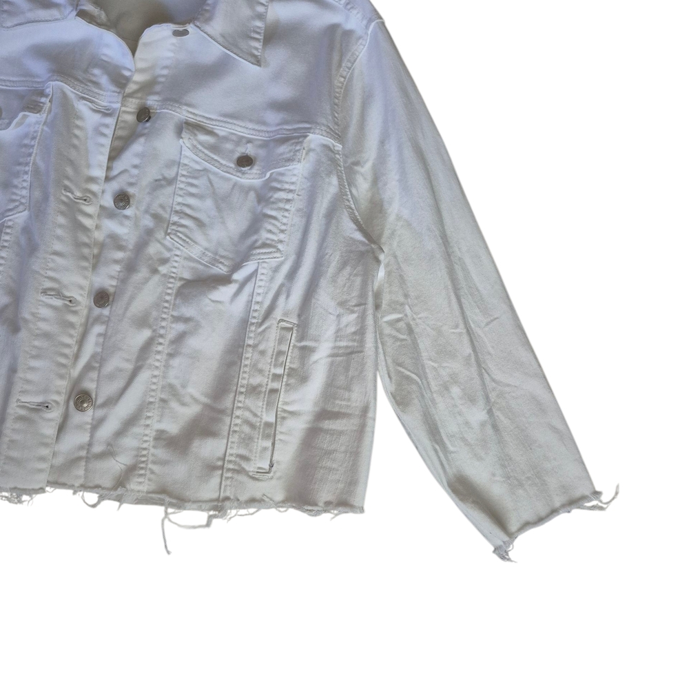 Upcycled Just USA White Jean Jacket with Lion Graphic Size 2x - Picture 4 of 9